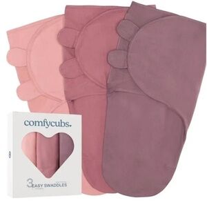 Comfy Cubs Easy Swaddle Blanket 3 Pack 100% Cotton Newborn Wrap Large 0-3 months